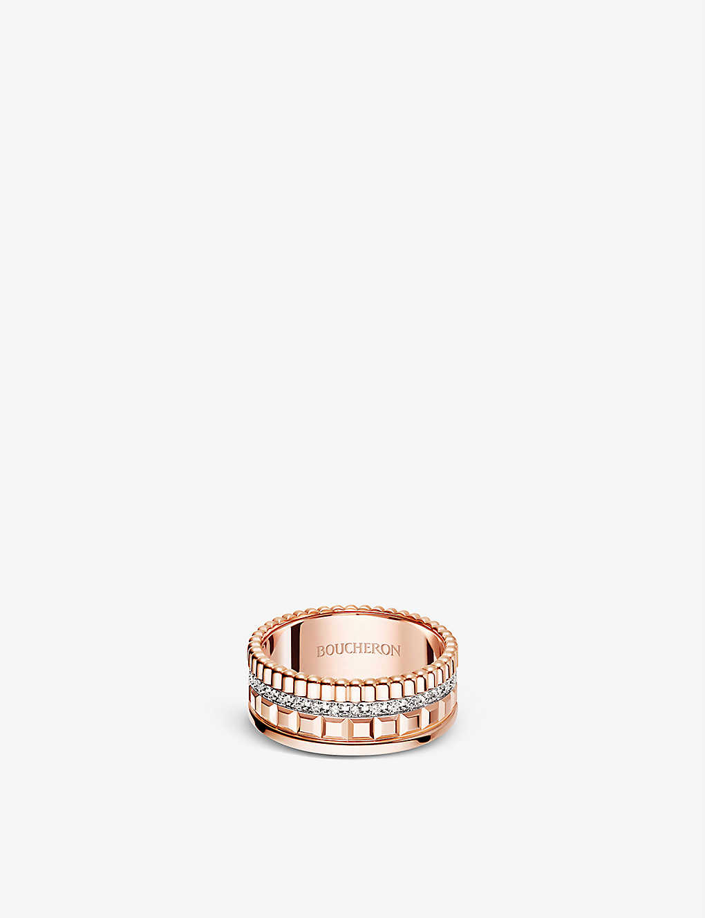Boucheron Quatre Radiant Edition Rose-gold And 0.24ct Diamond Ring In Pink
