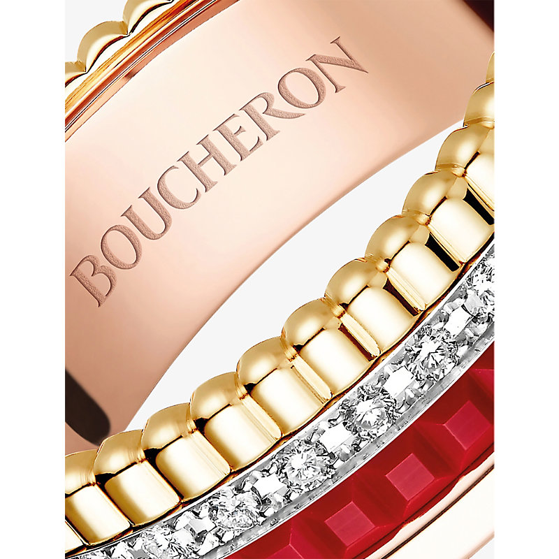 Shop Boucheron Women's Red Quatre Red Edition 18ct Rose-gold, Yellow-gold, White-gold, Ceramic And 0.24ct