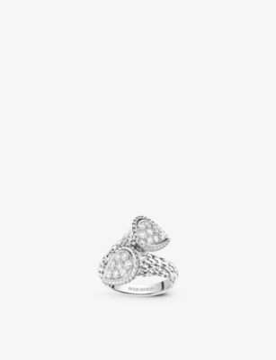 Shop Boucheron Womens White Serpent Bohème Toi Et Moi 18ct White-gold And Diamond Ring