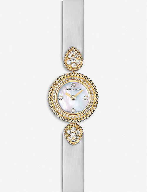 BOUCHERON: Serpent Boheme 18ct yellow-gold, diamond and mother-of-pearl watch