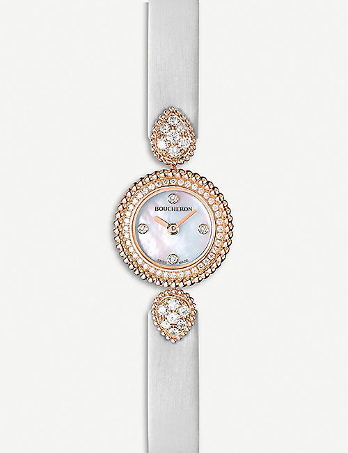 BOUCHERON: Serpent Boheme 18ct rose-gold, diamond and mother-of-pearl watch