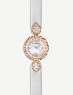 Boucheron Womens Pink Wa015507 Serpent Bohème 18ct Rose-gold, Diamond And Mother-of-pearl Watch