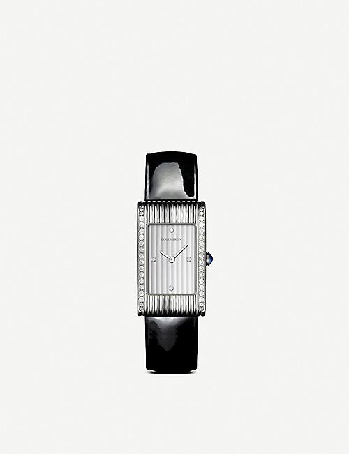 BOUCHERON: WA030405 Reflet medium stainless-steel, diamond and sapphire cabochon watch