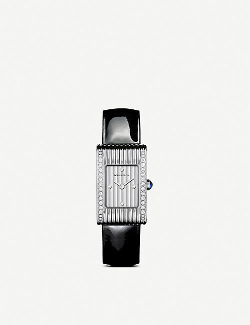 BOUCHERON: WA030505 Reflet stainless-steel, diamond and leather quartz watch