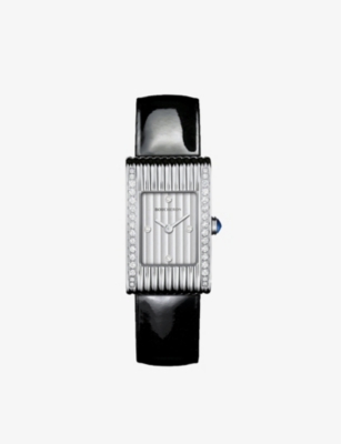 Boucheron Wa030505 Reflet Stainless-steel, Diamond And Leather Quartz Watch In Black