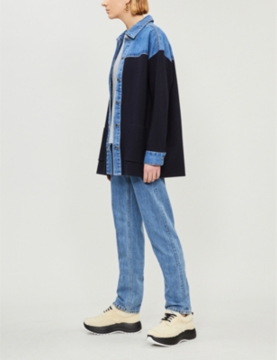 SANDRO Gwenaelle contrast panel denim shirt