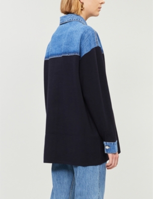 SANDRO Gwenaelle contrast panel denim shirt