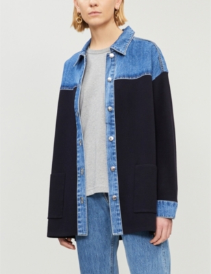 SANDRO Gwenaelle contrast panel denim shirt