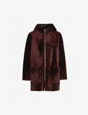 sandro reversible shearling coat