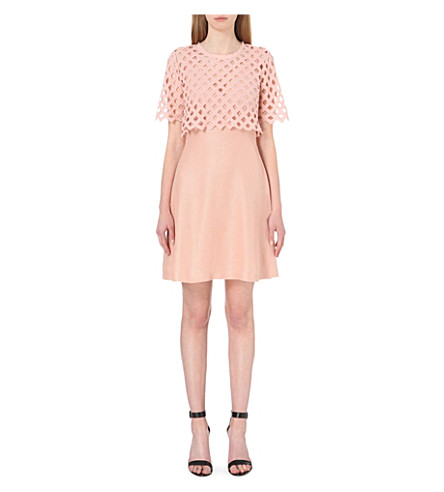SANDRO   Embroidered overlay linen and cotton blend dress
