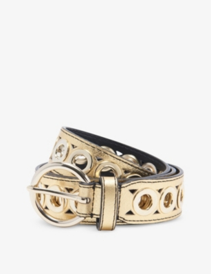 Shop Sandro Womens Gold Adelia Leather Belt
