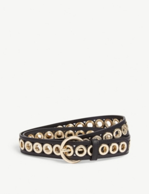 Shop Sandro Women's Black Adelia Studded Leather Belt