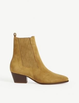 SANDRO - Almond-toe suede ankle boots 