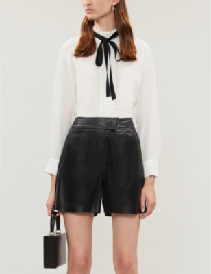 SANDRO: Neck-tie silk-crepe shirt