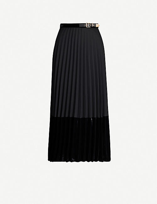 SANDRO: Pleated velvet skirt