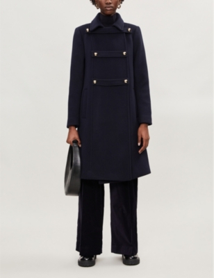 Sandro military wool blend coat on sale