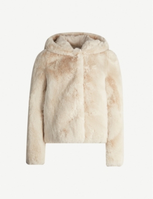 sandro faux fur hooded jacket