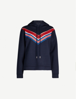SANDRO Kyle striped-panel jersey hoody
