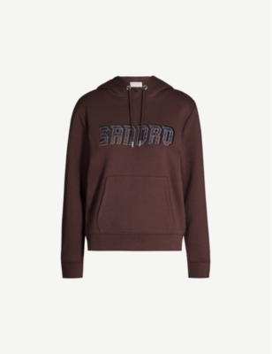 SANDRO Greyn brand-appliquéd stretch-jersey hoody