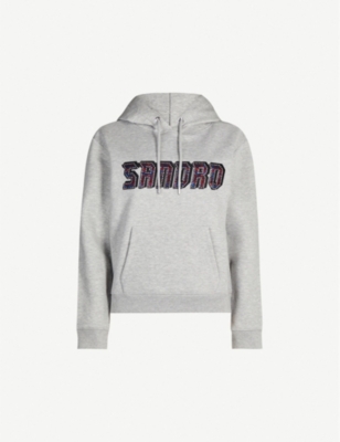 SANDRO Greyn brand-appliquéd stretch-jersey hoody