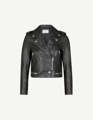 SANDRO: Leather biker jacket