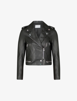 Shop Sandro Women's Black Leather Biker Jacket