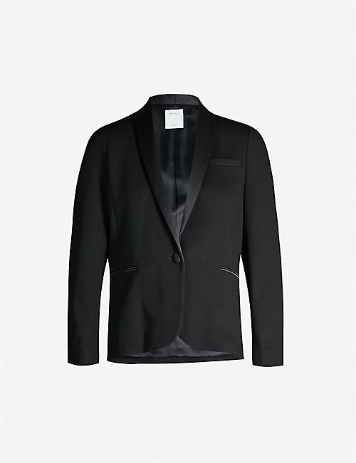 SANDRO: Satin-trim stretch-woven blazer