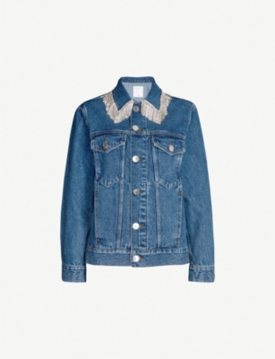 sandro denim jacket with rhinestone fringe