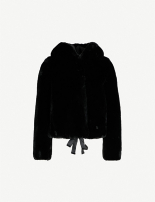 sandro faux fur hooded jacket