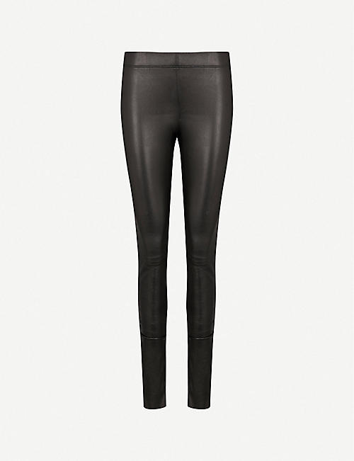 JOSEPH: Panelled stretch-leather trousers
