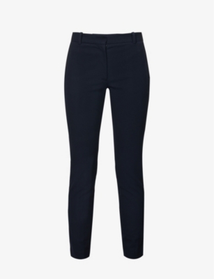 Joseph New Eliston Tapered Stretch-gabardine Trousers In Navy