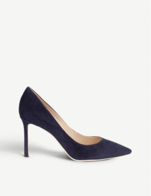 Jimmy Choo Womens Navy Romy 85 Suede Courts 4.5