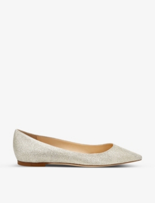 Jimmy Choo Silver Romy Ballerina Flats In Platinum Ice