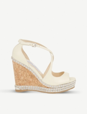 JIMMY CHOO - Dakota 120 leather wedge sandals | Selfridges.com