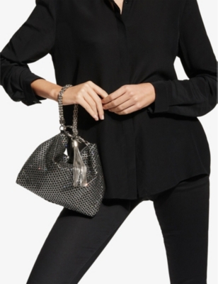 JIMMY CHOO: Callie crystal-embellished leather clutch bag