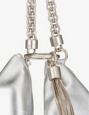 Jimmy Choo Callie Metallic Leather Clutch In Silver