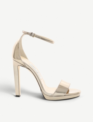 JIMMY CHOO: Misty 120 metallic-leather heeled sandals