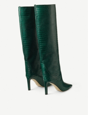 dark green knee high boots