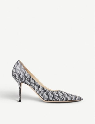 JIMMY CHOO: Love 85 monogrammed glitter leather courts