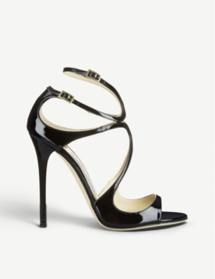 JIMMY CHOO Lance 115 patent leather heeled sandals Selfridges