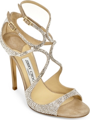 JIMMY CHOO Lance 115 Suede Embellished Sandals