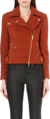 KAREN MILLEN   Signature suede biker jacket