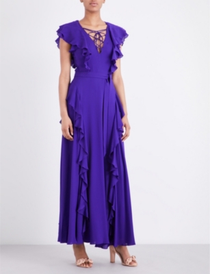 KAREN MILLEN - Ruffled crepe maxi dress | Selfridges.com