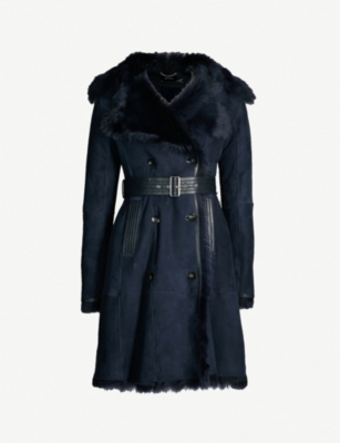 KAREN MILLEN - Belted shearling coat | Selfridges.com