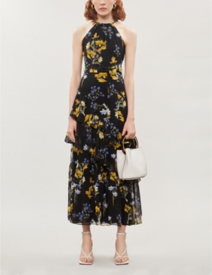 karen millen pleated floral midi dress