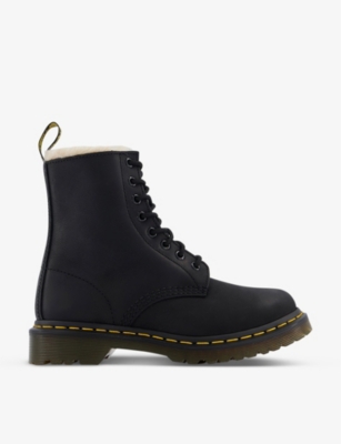 DR. MARTENS: 1460 Serena 8-eye faux shearling-lined leather ankle boots