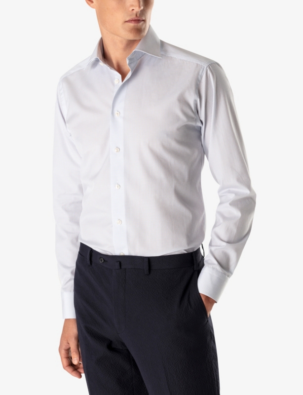 Slim-fit dot-print cotton-poplin shirt
