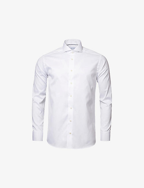 ETON：修身版型单层袖口斜纹棉衬衫