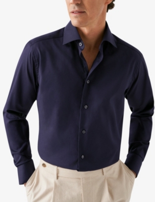 ETON: Signature pleated-cuff regular-fit cotton-twill shirt