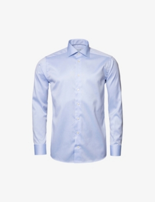 Eton Mens Light Blue Slim-fit Cotton-twill Shirt